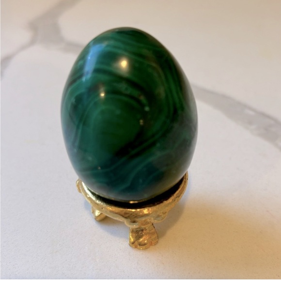 Vintage 1970’s malachite egg and gold display stand ITALY - Picture 1 of 8